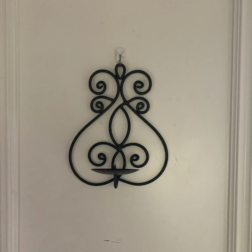 Metal Wall Candle Holder Decor in Black.